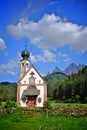 Dolomites mountain church Royalty Free Stock Photo