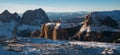 Val di Fassa Dolomites landscape, view from Sass Pordoi Peak Royalty Free Stock Photo