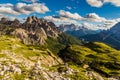 Dolomites mountain landscape view from Tre cime Lavaredo loop trail Royalty Free Stock Photo