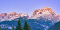 Dolomites mountain range at dusk, Italy