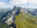 The Dolomites mountain range Italy part of the Southern Limestone Alps. Mountain aerial Hiking trekking majestic rugged Royalty Free Stock Photo