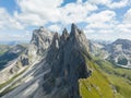The Dolomites mountain range Italy part of the Southern Limestone Alps. Mountain aerial Hiking trekking majestic rugged Royalty Free Stock Photo