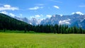 Dolomite`s meadows and mountains Royalty Free Stock Photo