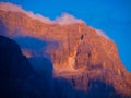 Dolomites mountains clouds landscape dolomiti italy sunset blue sky rocks cliff Royalty Free Stock Photo