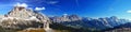 Dolomites mountains panorama from Nuvolau mountain peak Royalty Free Stock Photo