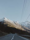 Dolomites mountains in winter while driving through stunning nature