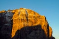 Dolomites rocky mountain wall in sunset light Royalty Free Stock Photo