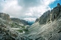 Dolomites - Valley and cliffs of Larsech Royalty Free Stock Photo