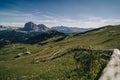 Dolomiti landscape with hiking path and Sasolungo mountian.