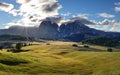 Dolomiti landscape with mountain and sun Royalty Free Stock Photo