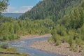 The Dolores River winding through the San Juan National Forest. Dolores, Colorado