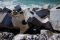 Dolos, concrete block geometric shape at sea