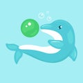 Dolphin cute mascot logo design illustration