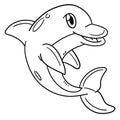 Dolphin Animal Isolated Coloring Page for Kids Royalty Free Stock Photo