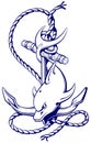 Dolphin around an anchor with a rope, an ancient symbol of the s