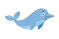 Dolphin as Sea Animal Floating Underwater Vector Illustration