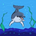 Dolphin background underwater seabed. EPS10