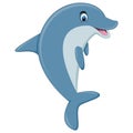 Dolphin blue and friendly smile cartoon vector illustration