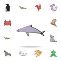 dolphin colored origami icon. Detailed set of origami animal in hand drawn style icons. Premium graphic design. One of the