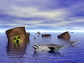 Dolphin in contaminated water Royalty Free Stock Photo