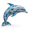 A dolphin created using layers of torn paper