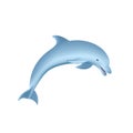 Dolphin 3d realistic illustration, blue animal on white isolated background Royalty Free Stock Photo