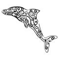 Dolphin decorative ornament Animal sketch Royalty Free Stock Photo