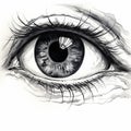 Simple Dolphin Eye: Monochrome Sketch Ink Illustration Royalty Free Stock Photo
