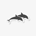 Dolphin fish animal silhouette sticker, Silhouette dolphin, simple vector icon Royalty Free Stock Photo