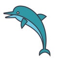 Dolphin flat line illustration, concept vector isolated icon Royalty Free Stock Photo