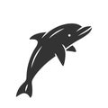 Dolphin glyph icon. Undersea world. Intelligent water creature. Underwater aquatic mammal. Entertainment dolphin show