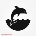 Dolphin icon, aquatic mammal vector icon for animal apps and websites Royalty Free Stock Photo