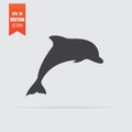 Dolphin icon in flat style isolated on grey background Royalty Free Stock Photo