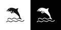 Dolphin icon Flat vector set outline Royalty Free Stock Photo