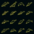 Dolphin icons set vector neon