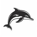 Vintage Black Dolphin Jumping Icon On White Background