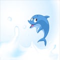 Dolphin jump in milk sea - vector illustration Royalty Free Stock Photo