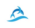 Dolphin jump water logo and symbols Royalty Free Stock Photo