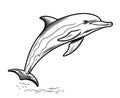 Dolphin jumping hand drawn sketch Vector illustration Sea animals Royalty Free Stock Photo