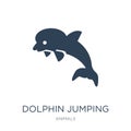 dolphin jumping icon in trendy design style. dolphin jumping icon isolated on white background. dolphin jumping vector icon simple Royalty Free Stock Photo
