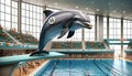 Dolphin Jumping in Indoor Pool