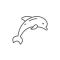 Dolphin jumping line editable pixel perfect icon isolated on white background.