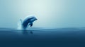 Dolphin jumping out of the water on a blue background. 3d rendering Royalty Free Stock Photo