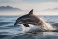 Dolphin jumping out of the water in the ocean. 3d rendering Royalty Free Stock Photo