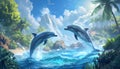 dolphin jumping and playing Royalty Free Stock Photo