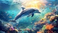 dolphin jumping and playing Royalty Free Stock Photo