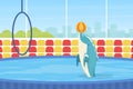 Dolphin Jumping Through Ring, Sea Animal Performing in Dolphinarium Vector Illustration