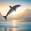 Dolphin jumping at sunset Royalty Free Stock Photo