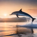 Dolphin jumping at sunset Royalty Free Stock Photo