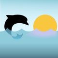 Dolphin Jumps Ocean Waves Sunset Royalty Free Stock Photo